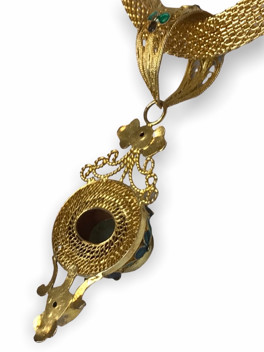 Vintage Gold Plated Vermeil Statement Pendant Necklace Earring Set - NWOT - Picture 5 of 16